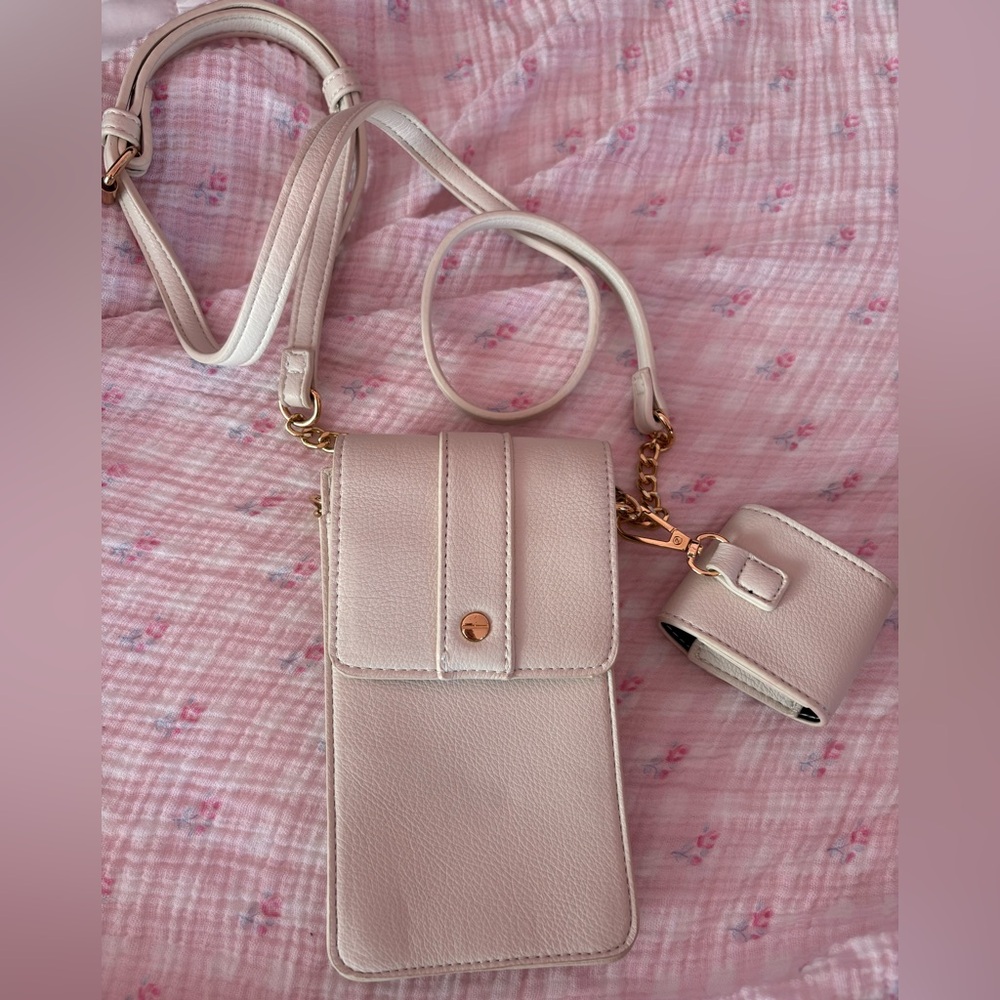 Mali + Lili Cream Vegan Leather Phone Crossbody & Earbud Case